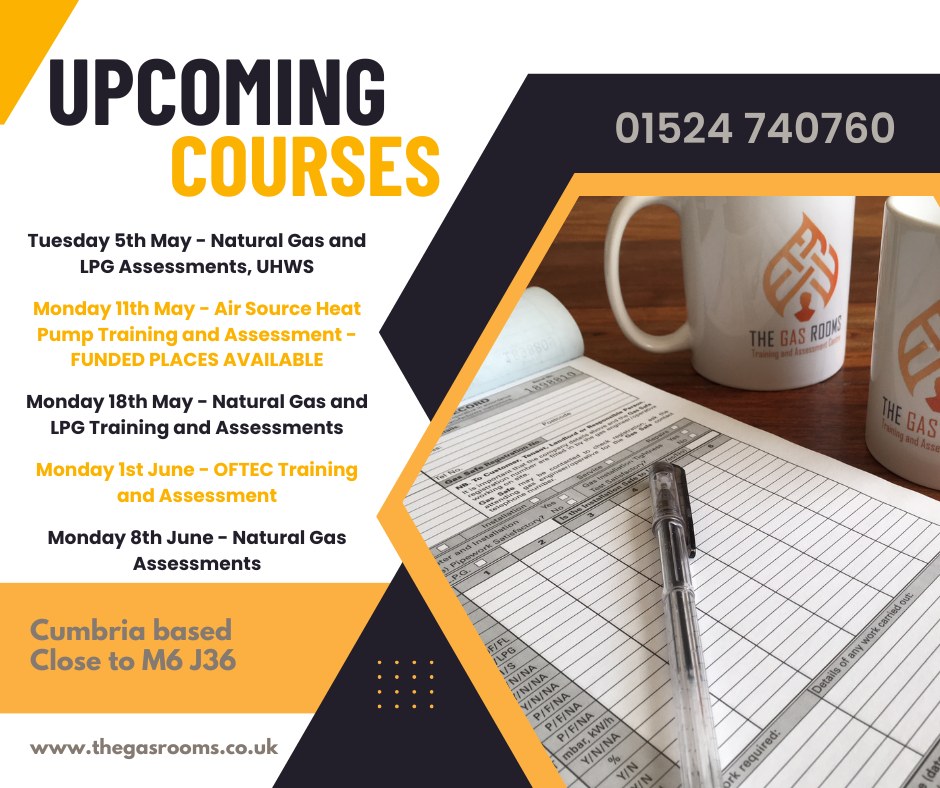 The Gas Rooms Training & Assessment Centre Facebook ad: Below are dates of our upcoming courses.
