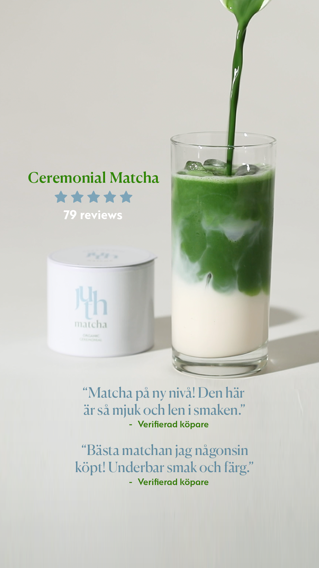 Juth Matcha Facebook ad: Högkvalitativ organisk matcha från Japan