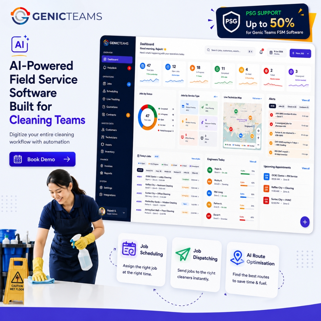GenicTeams Facebook ad: One Platform for Your Entire Cleaning Workflow