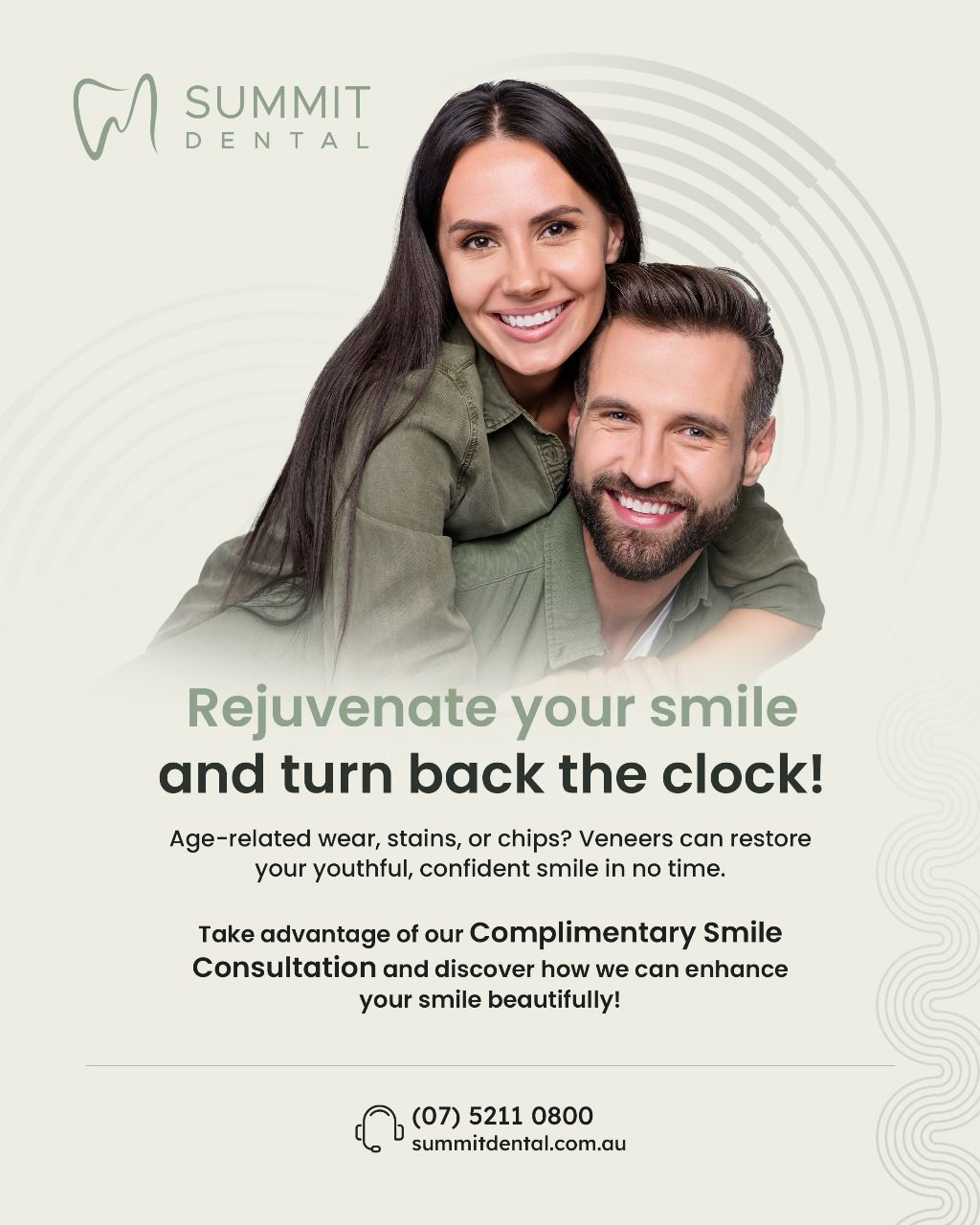 Summit Dental Facebook ad: Rejuvenate your smile and turn back the clock!