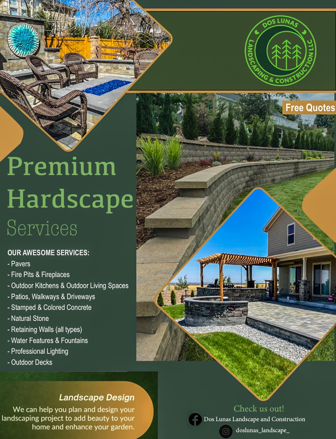 Dos Lunas landscape and Construction Facebook ad: Turning outdoor spaces into dream living areas in…
