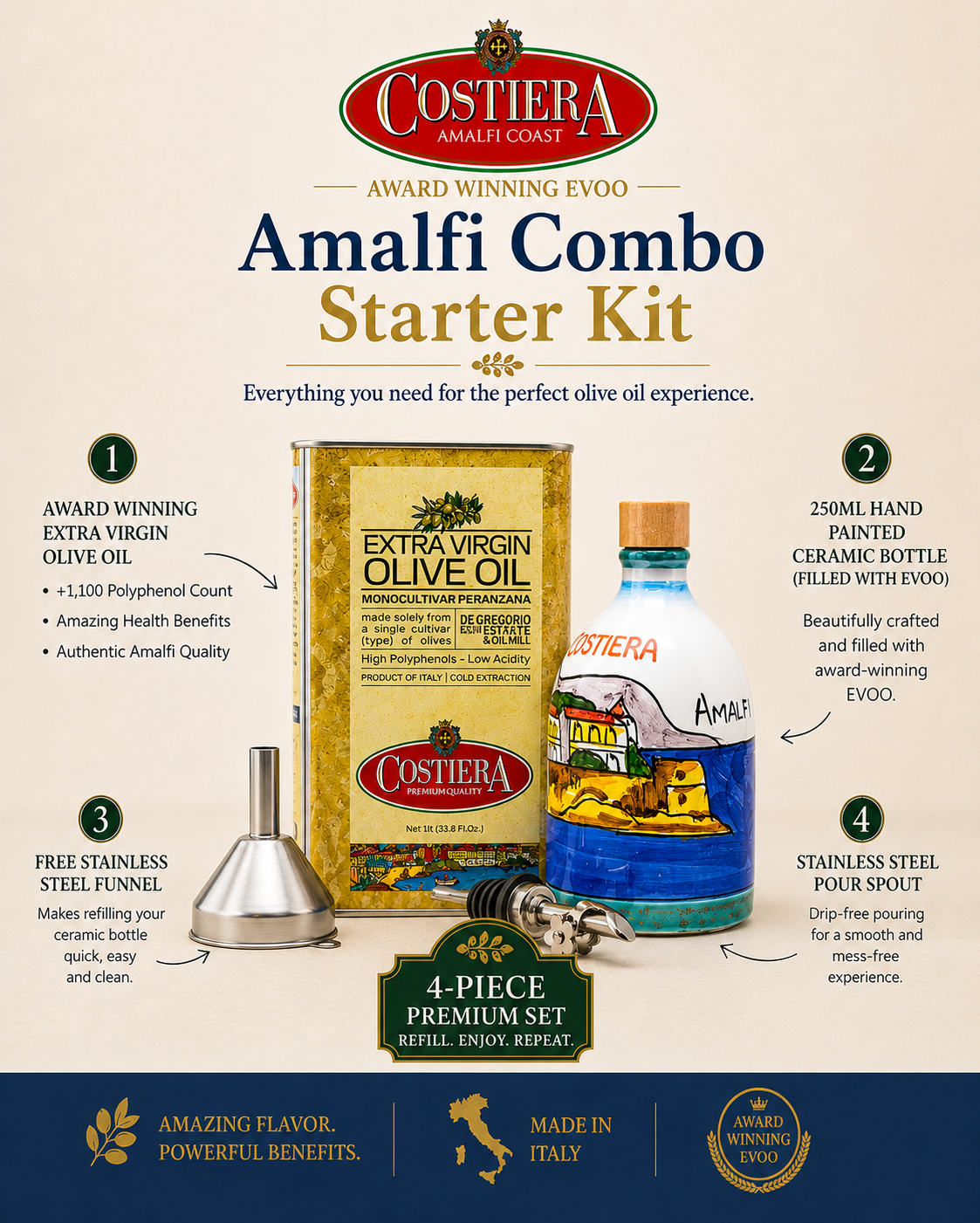 Costiera Facebook ad: Our Best-Selling Amalfi Olive Oil Starter Kit