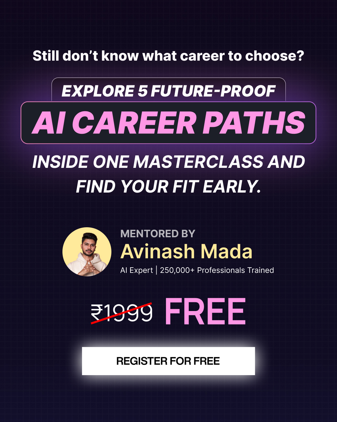 meetavinash Facebook ad: Freedom With AI, Free AI Webinar
