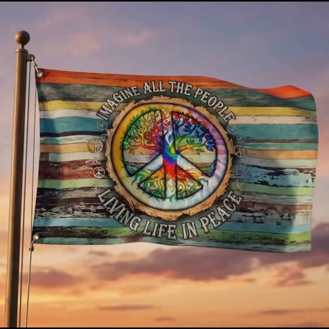 Flagwix.com Facebook ad: Peace, Love & Good Vibes