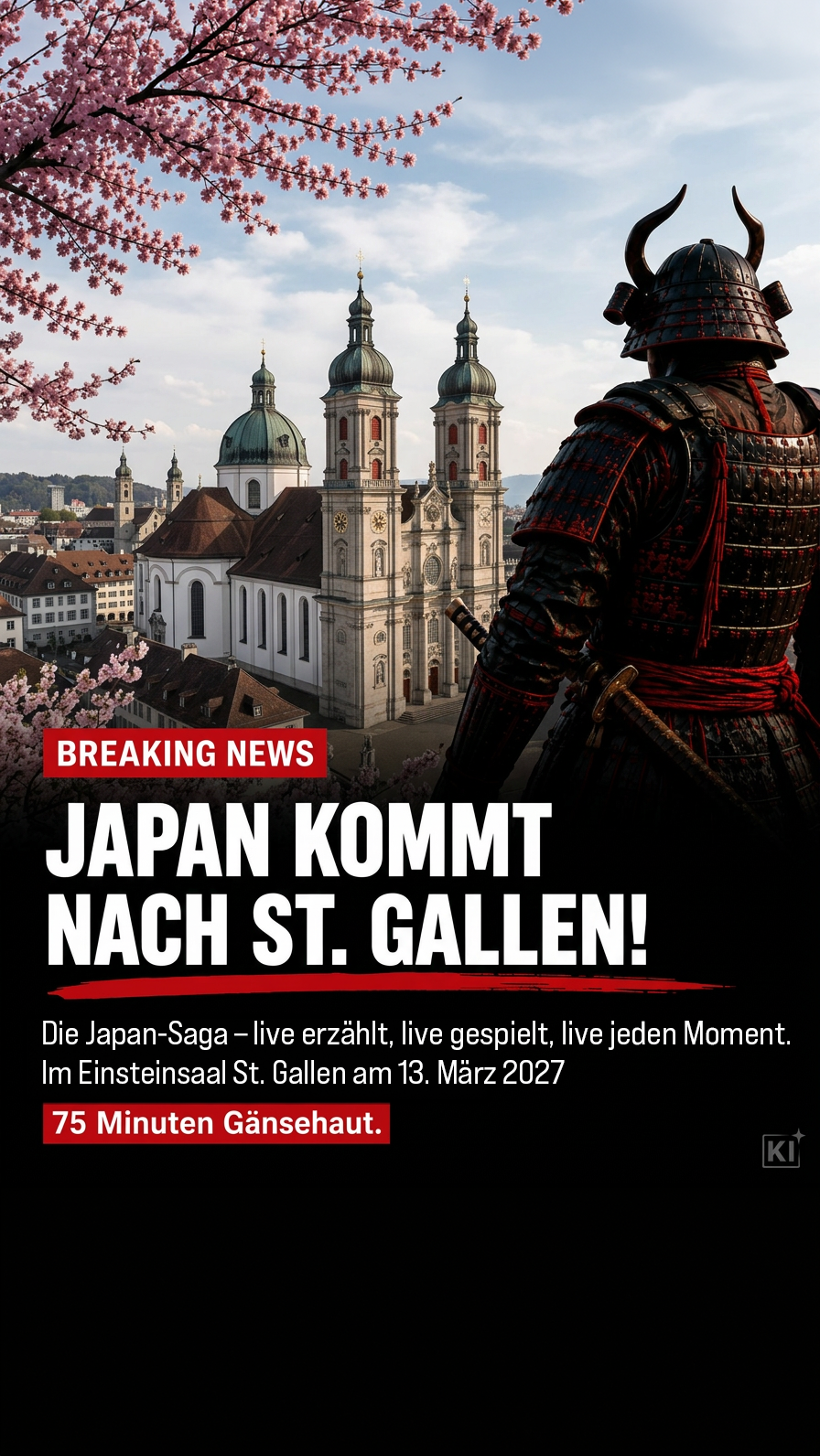 Dreamlight Concert Facebook ad: Japan, Die Saga einer Nation | Live-Erzählung in St. Gallen