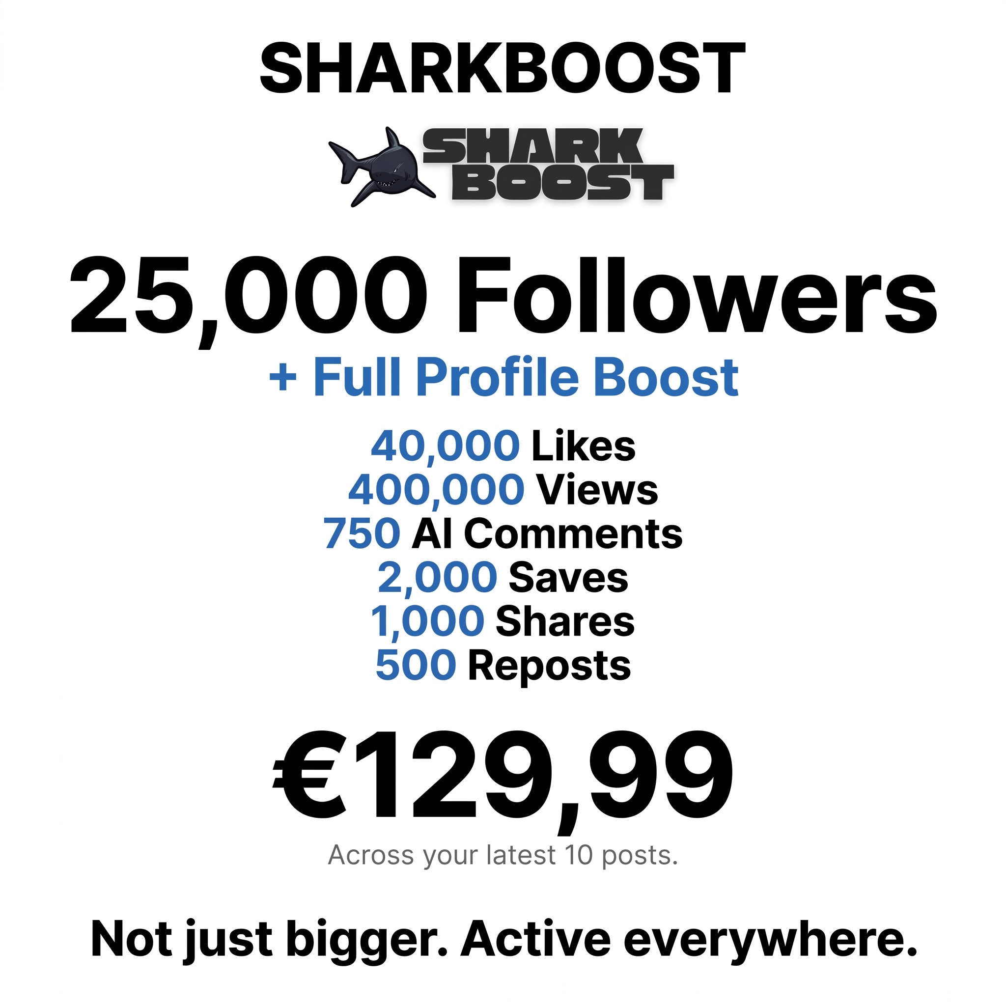 Sharkboost Facebook ad: SharkBoost - Boost Your Social Media Presence