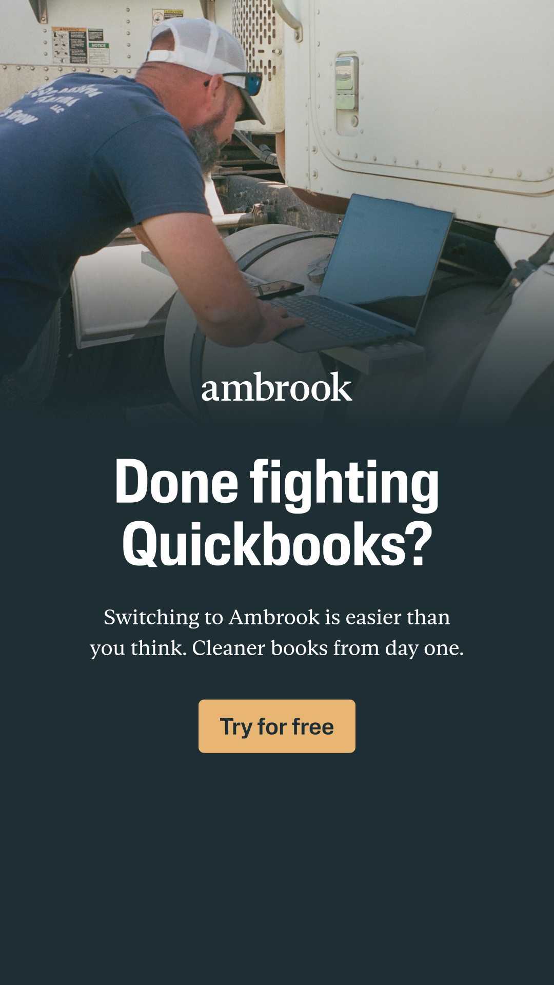 Ambrook Facebook ad: Done fighting QuickBooks?
