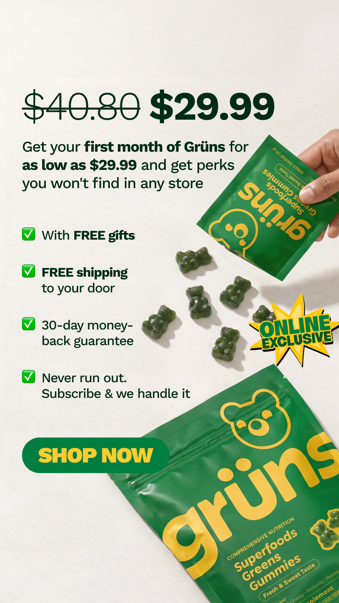 Grüns Facebook ad