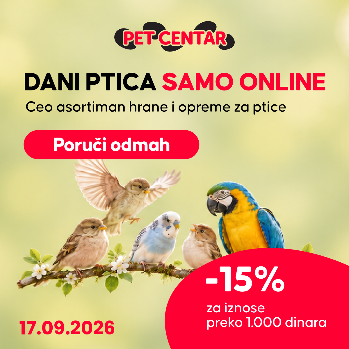 PET CENTAR Srbija Facebook ad: 15% popusta