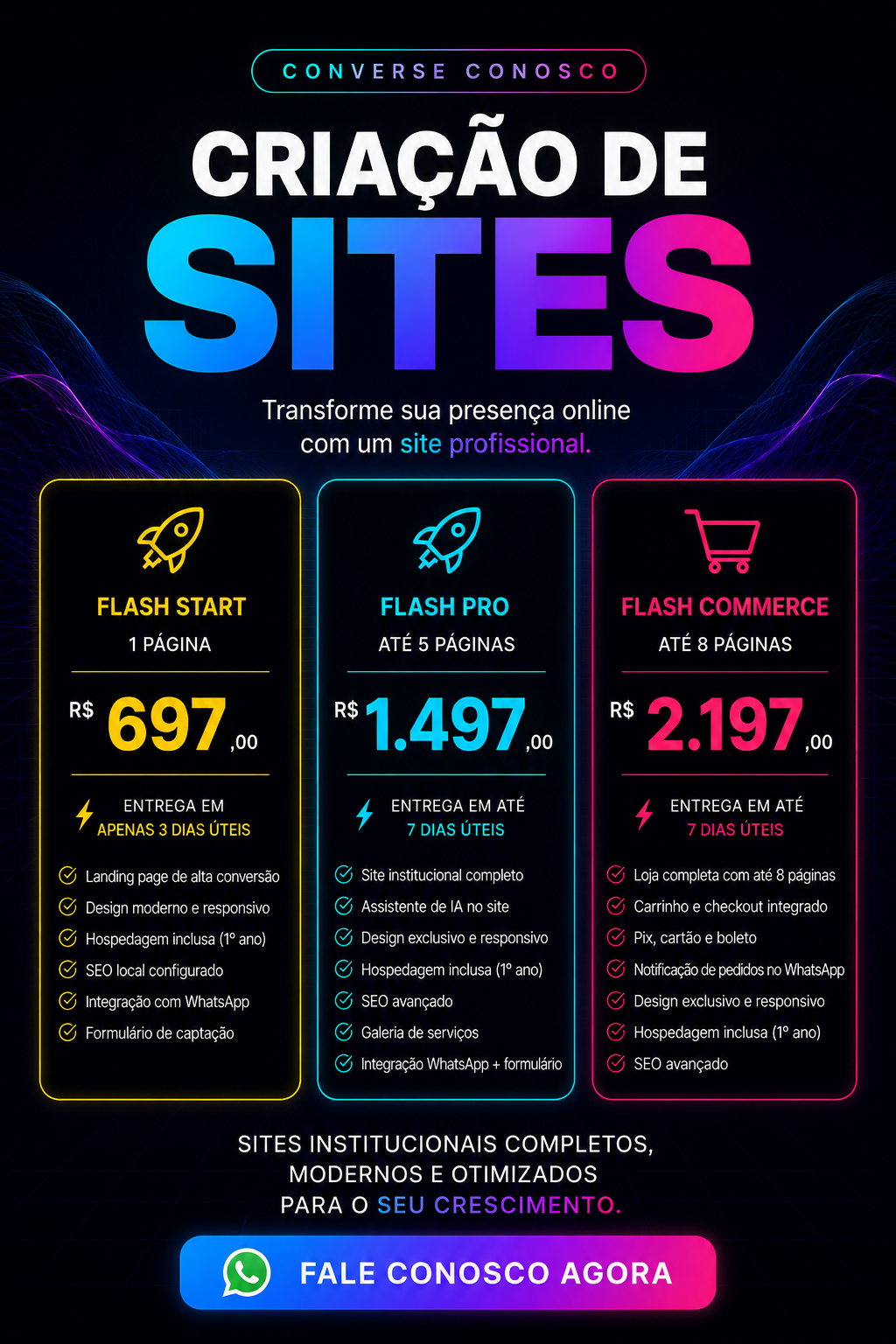 Flash Sites - Arquitetura Digital Facebook ad: Chega de perder clientes por falta de um site!