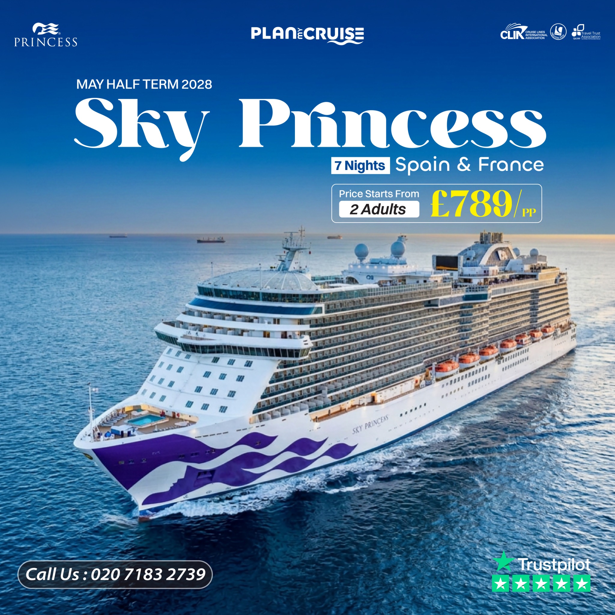 Plan My Cruise Facebook ad: Sky Princess Spain & France