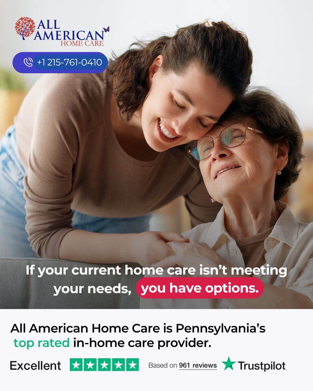 All American Home Care LLC Facebook ad: Not Happy With Your Home Care Agency? It’s Time to Switch!