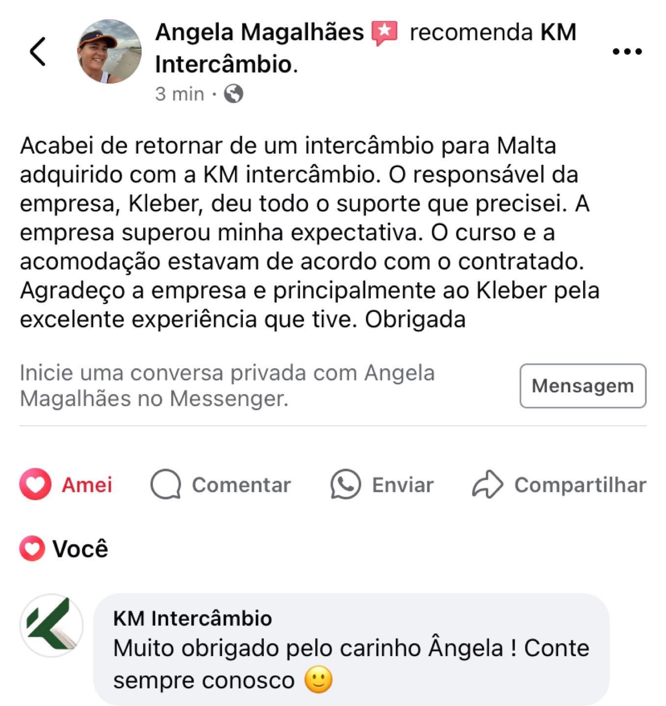 KM Intercâmbio Facebook ad: É com muita alegria que acabamos de receber…