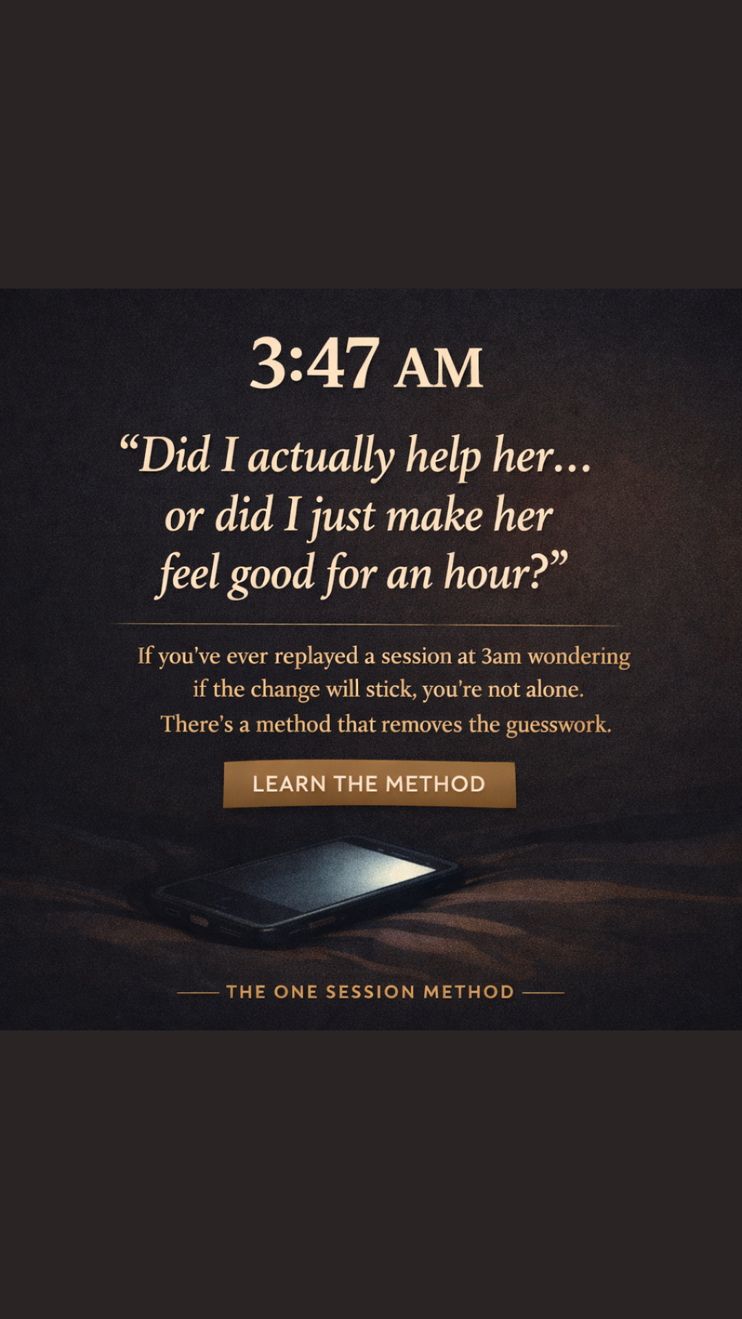 One Session Method Facebook ad: Become An Irreplaceable Coach