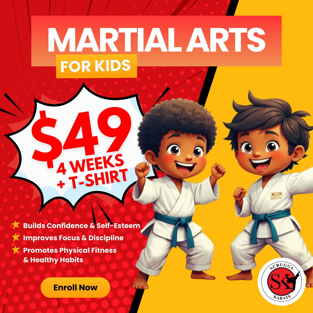 Scruggs Karate & Kickboxing Studio Facebook ad: Strong, Confident Kids Start Here