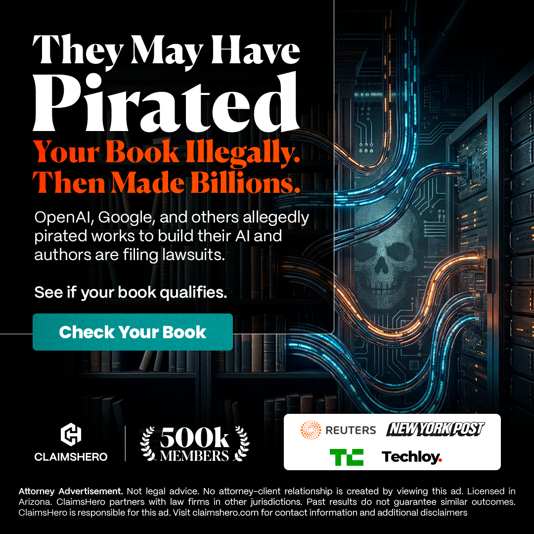 Pact Insurance Facebook ad: Authors; was your book pirated by an AI company?