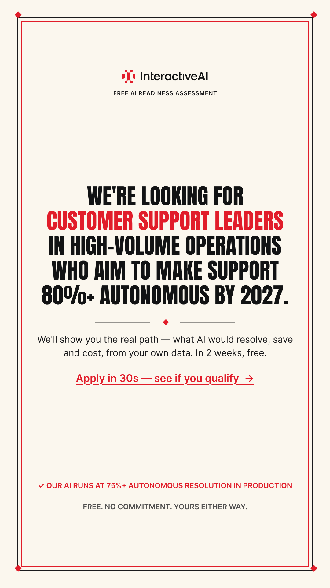 Interactiveai Facebook ad: Free 2-week AI readiness assessment