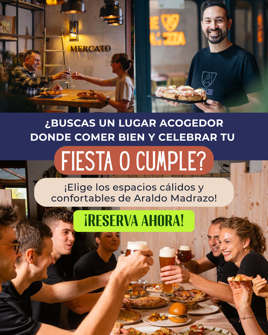 Araldo Arte del Gusto Madrid Facebook ad: el mejor lugar para compartir con amigos!