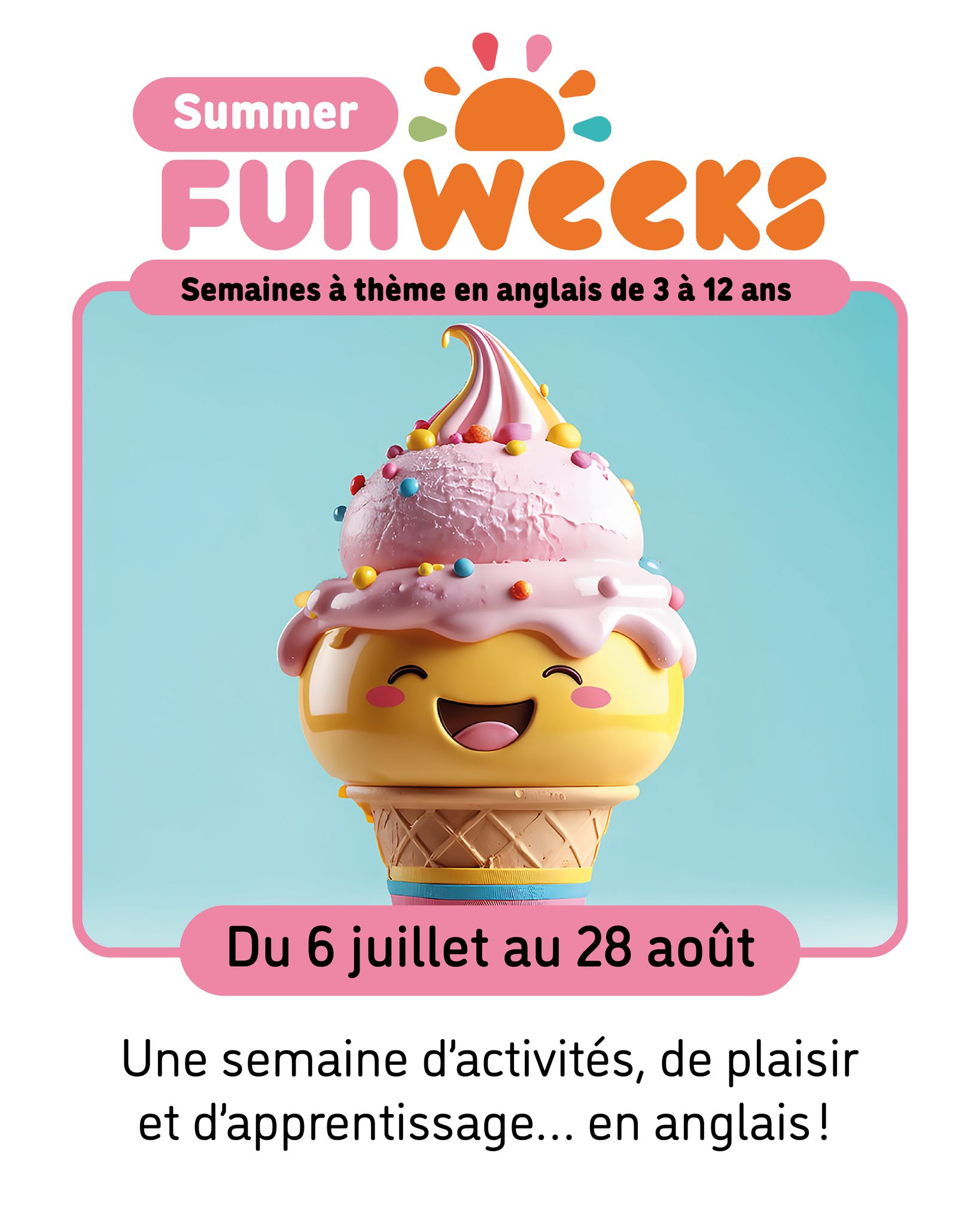 Kids & Us Tours Facebook ad: FUN WEEKS ÉTÉ 2026