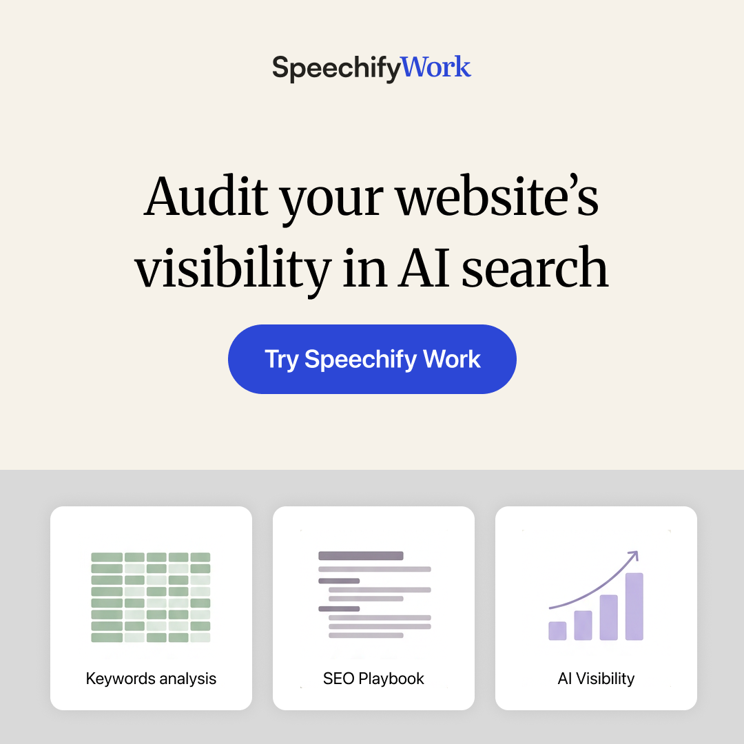 Speechify Work Facebook ad