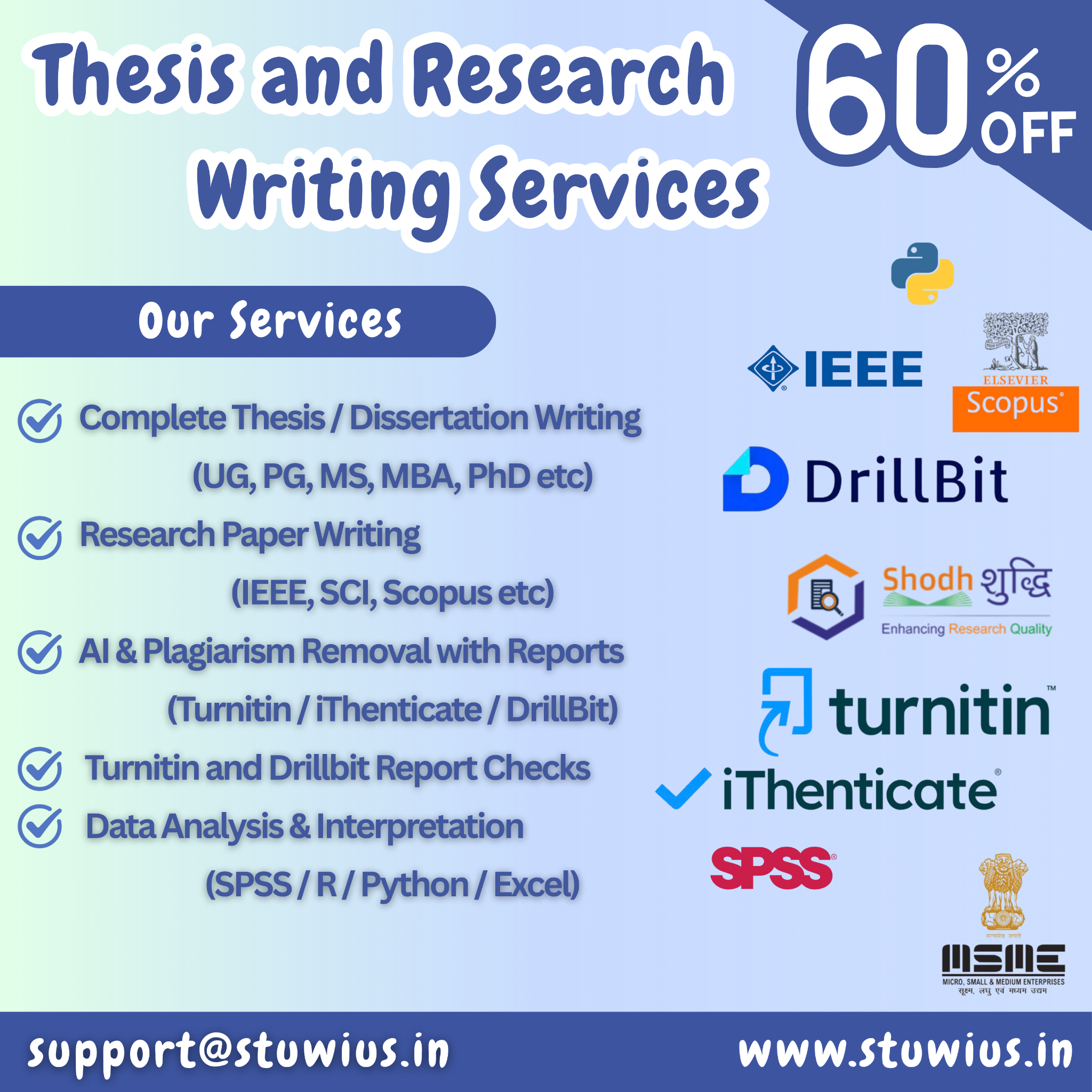 Stuwius.in Facebook ad: Get Expert Thesis & Research Help, 60% OFF