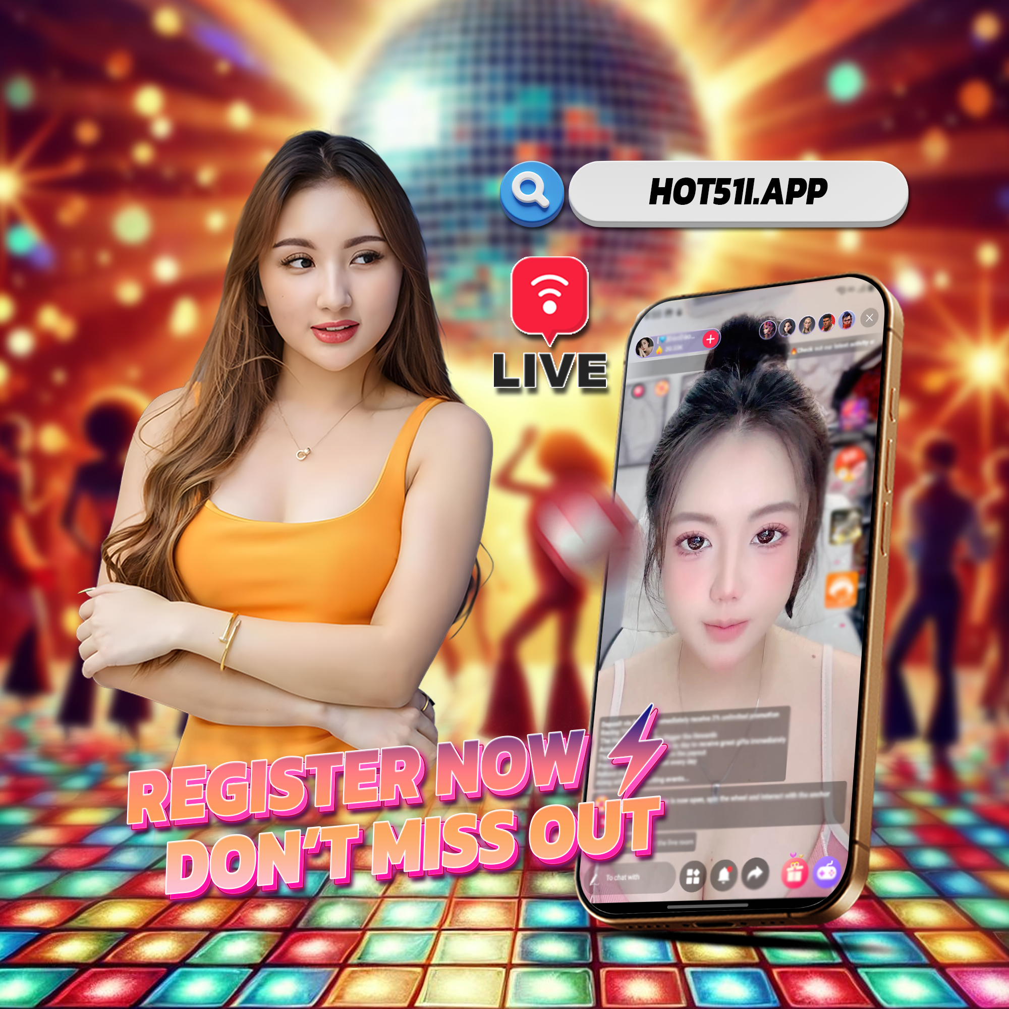 Hot51i.app Facebook ad: Hot51 just activated a VIP pass for new users tonight…