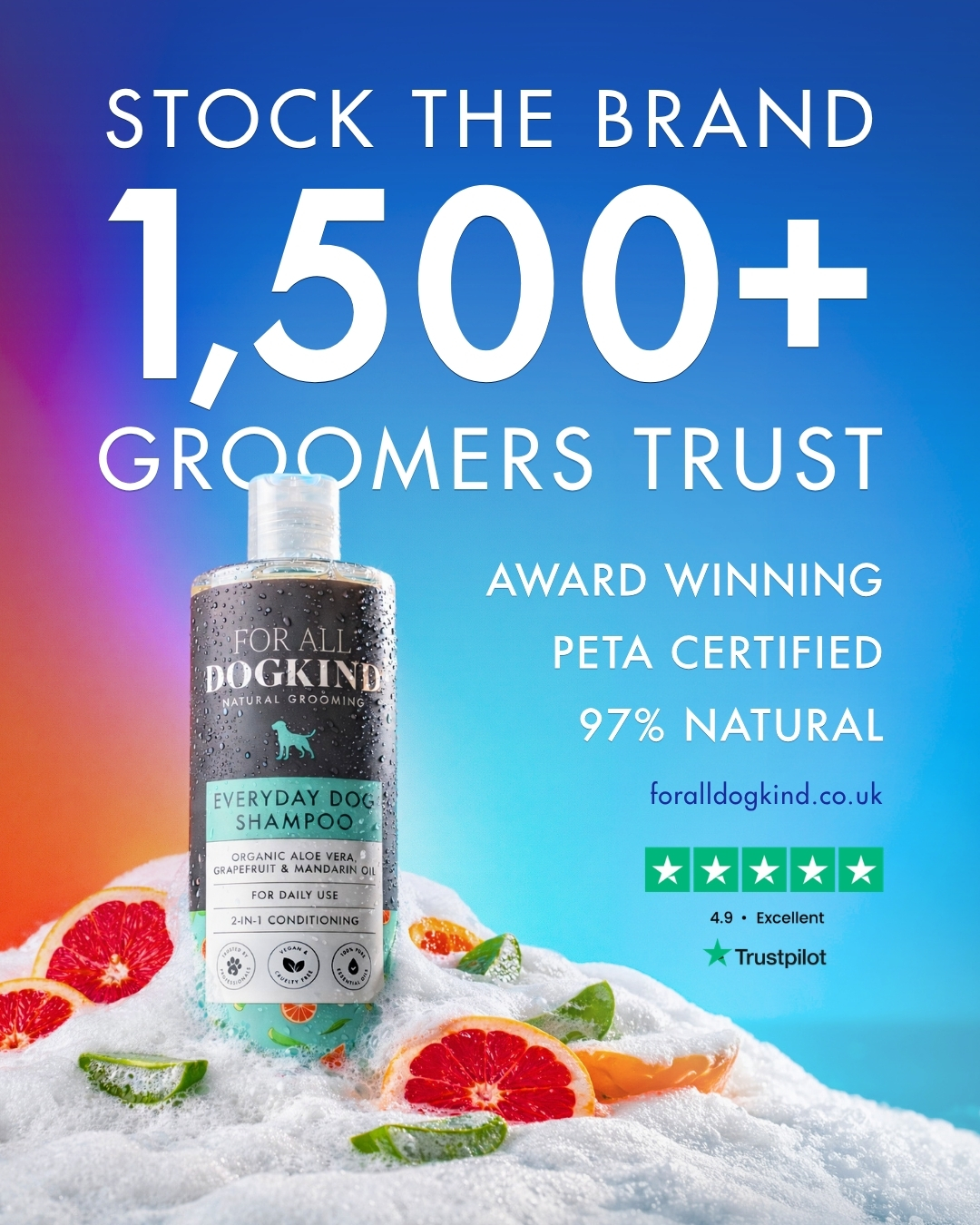 For All DogKind Facebook ad: The natural grooming range customers keep coming back to.