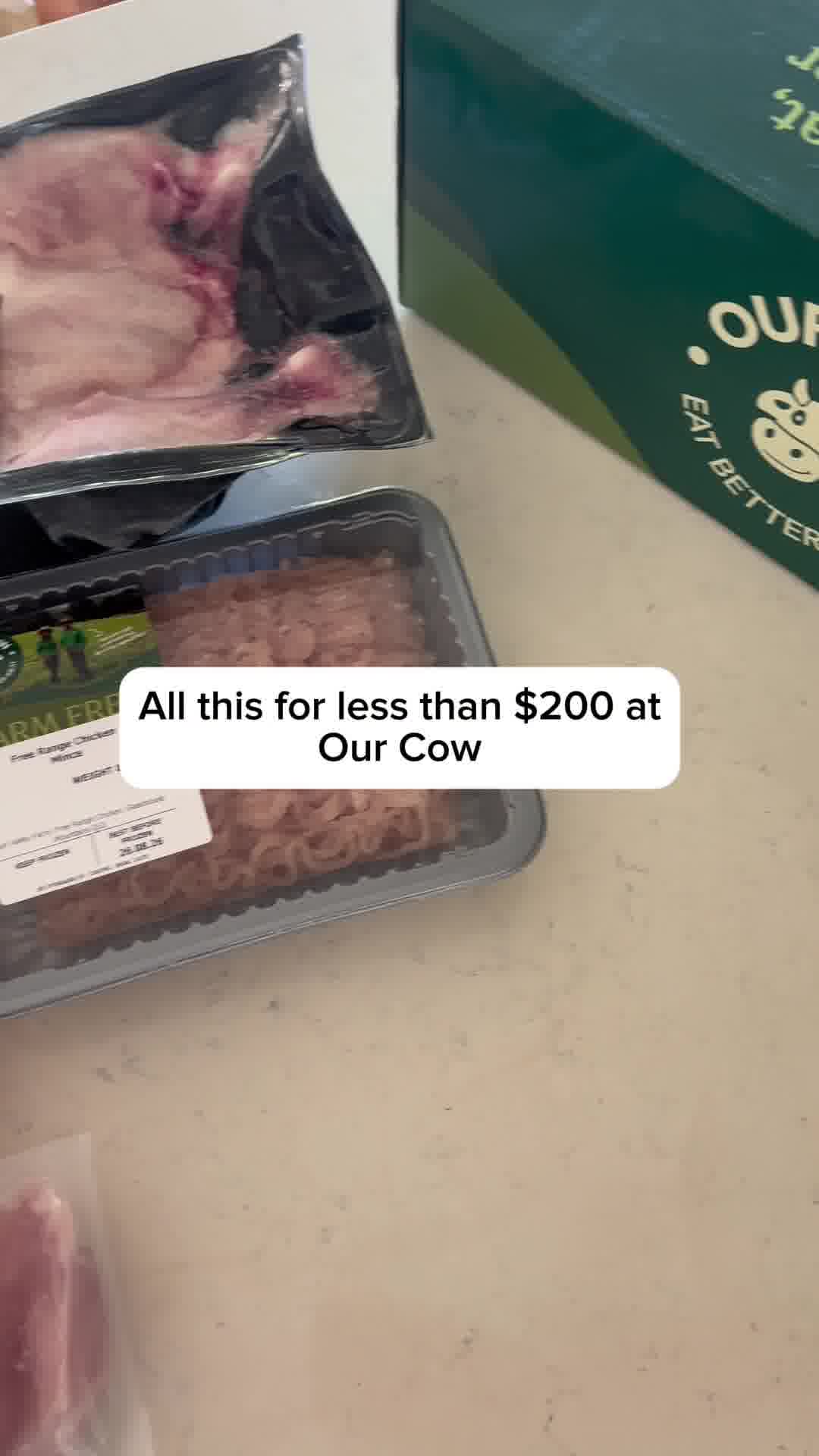 Our Cow Facebook ad: $200 of Ethical Meat, Delivered.
