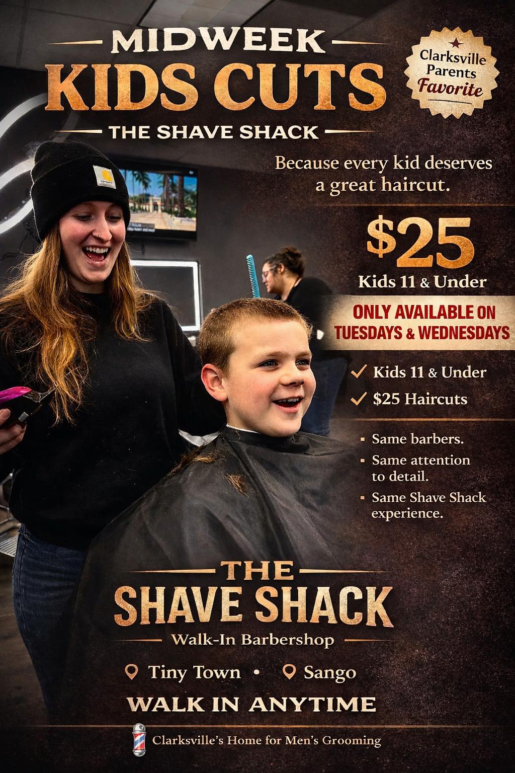 The Shave Shack Facebook ad: Clarksville parents, we hear you.