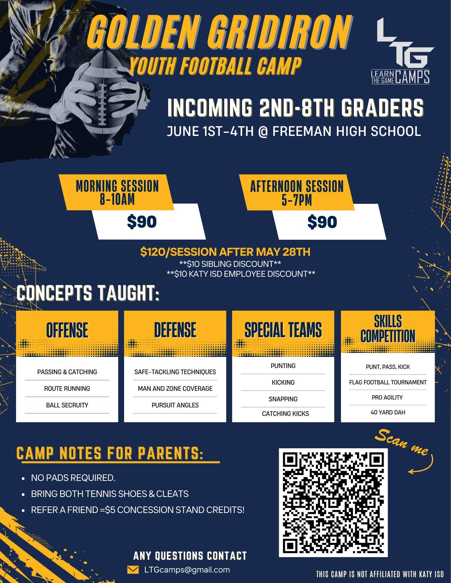Learn The Game: Youth Football Camps Facebook ad: It's time to get the summer camp season…
