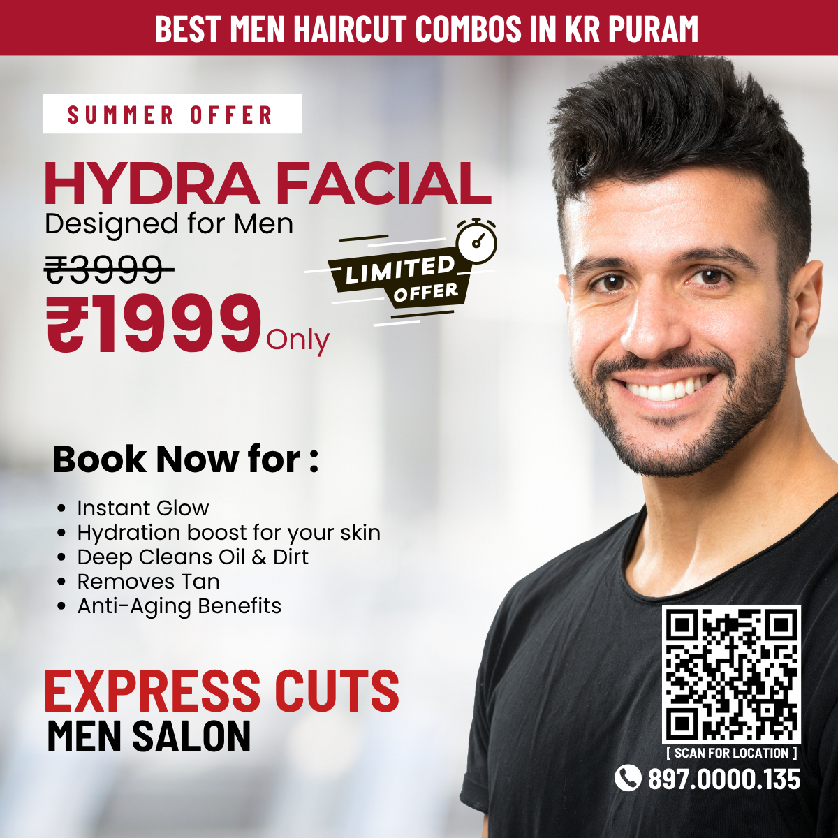 Express Cuts Unisex Salon Facebook ad: Book Hydra Facial