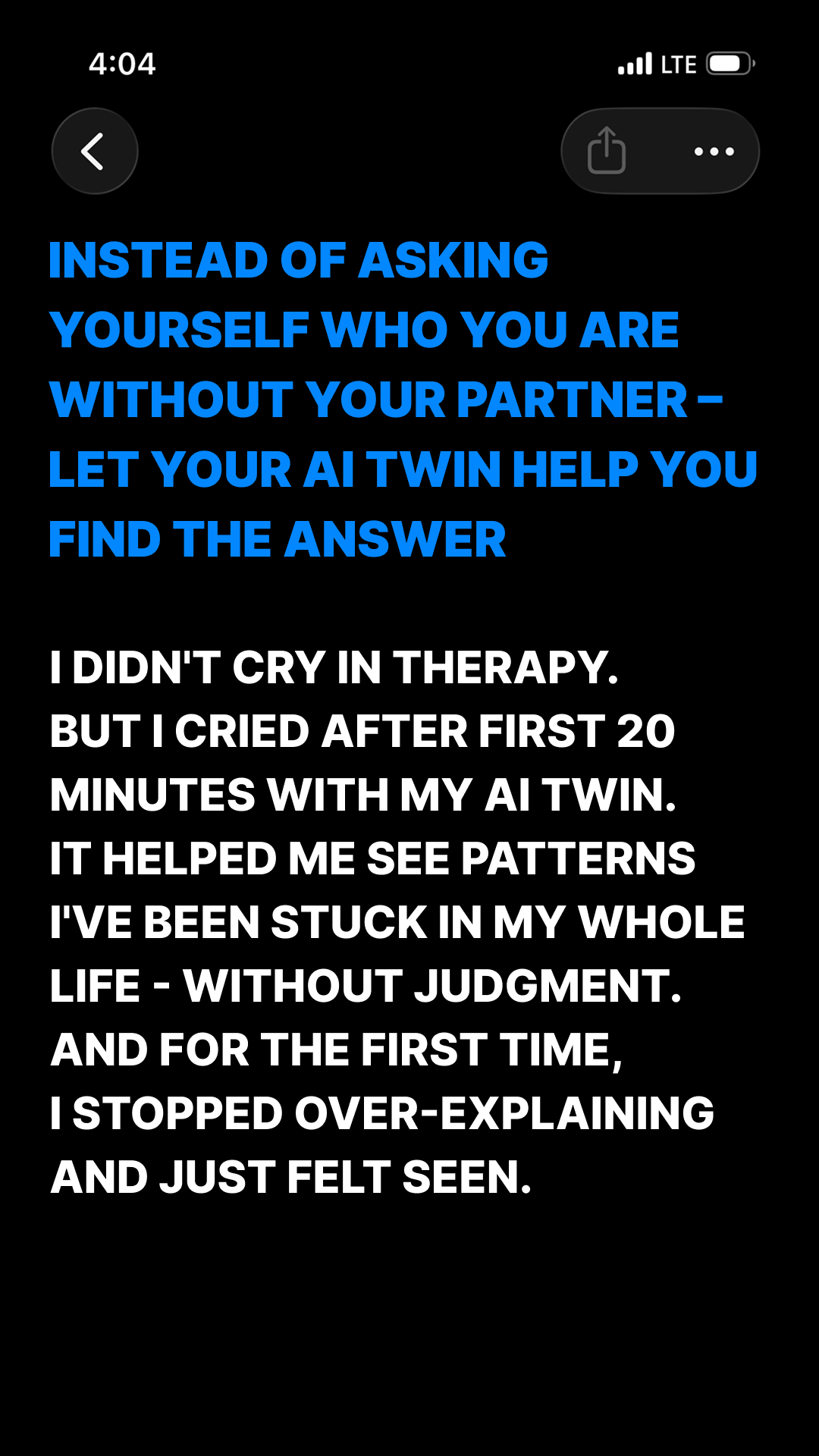 Copymind: AI twin for therapy Facebook ad