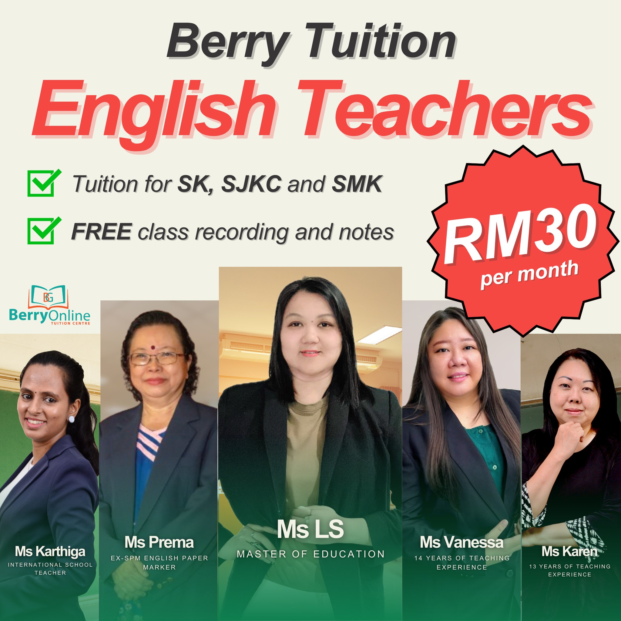 Berry Online Tuition Class Facebook ad