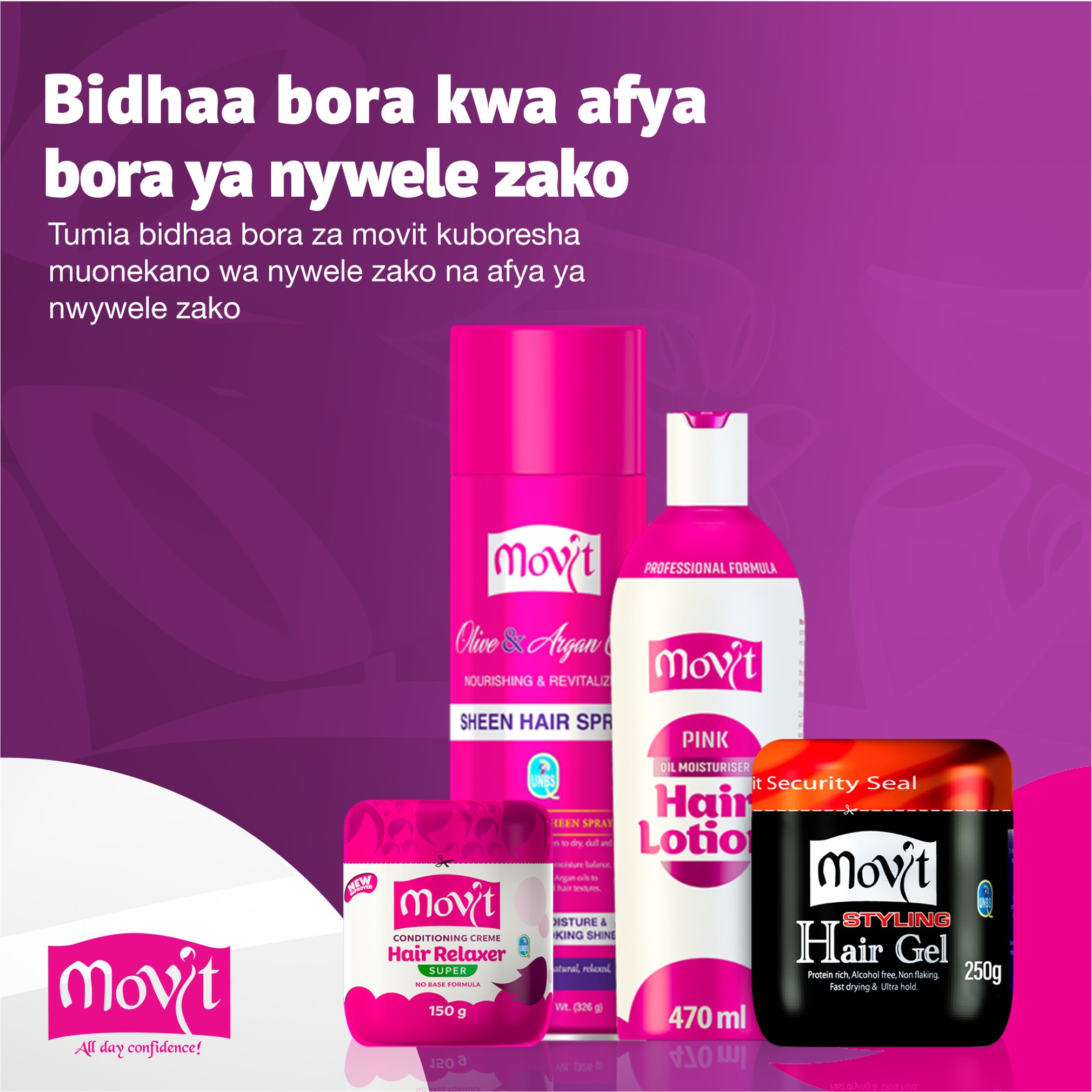 Movit Tanzania Facebook ad: Nywele zenye afya bora huanza na bidhaa bora!