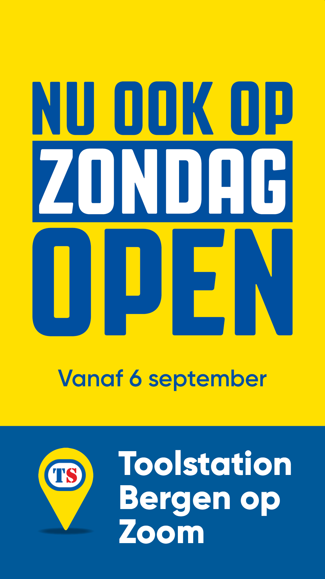Toolstation NL Facebook ad: Open op eerste zondag van de maand