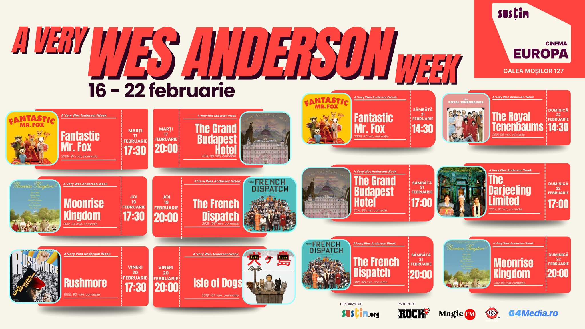 Susțin Cinema Europa Facebook ad: Wes Anderson Week