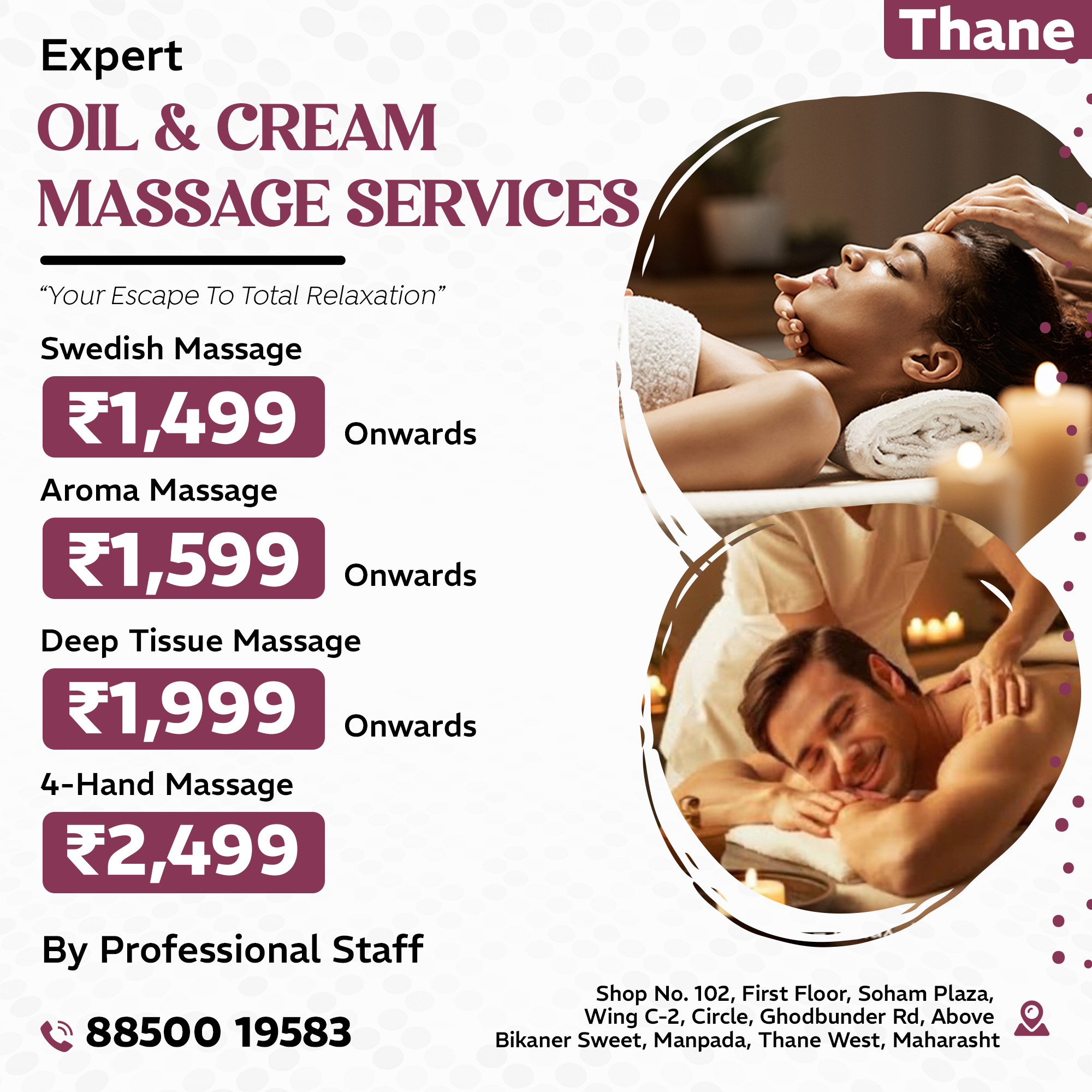 Ayurvedic relaxing center Facebook ad: Thane Expert, Massage Services