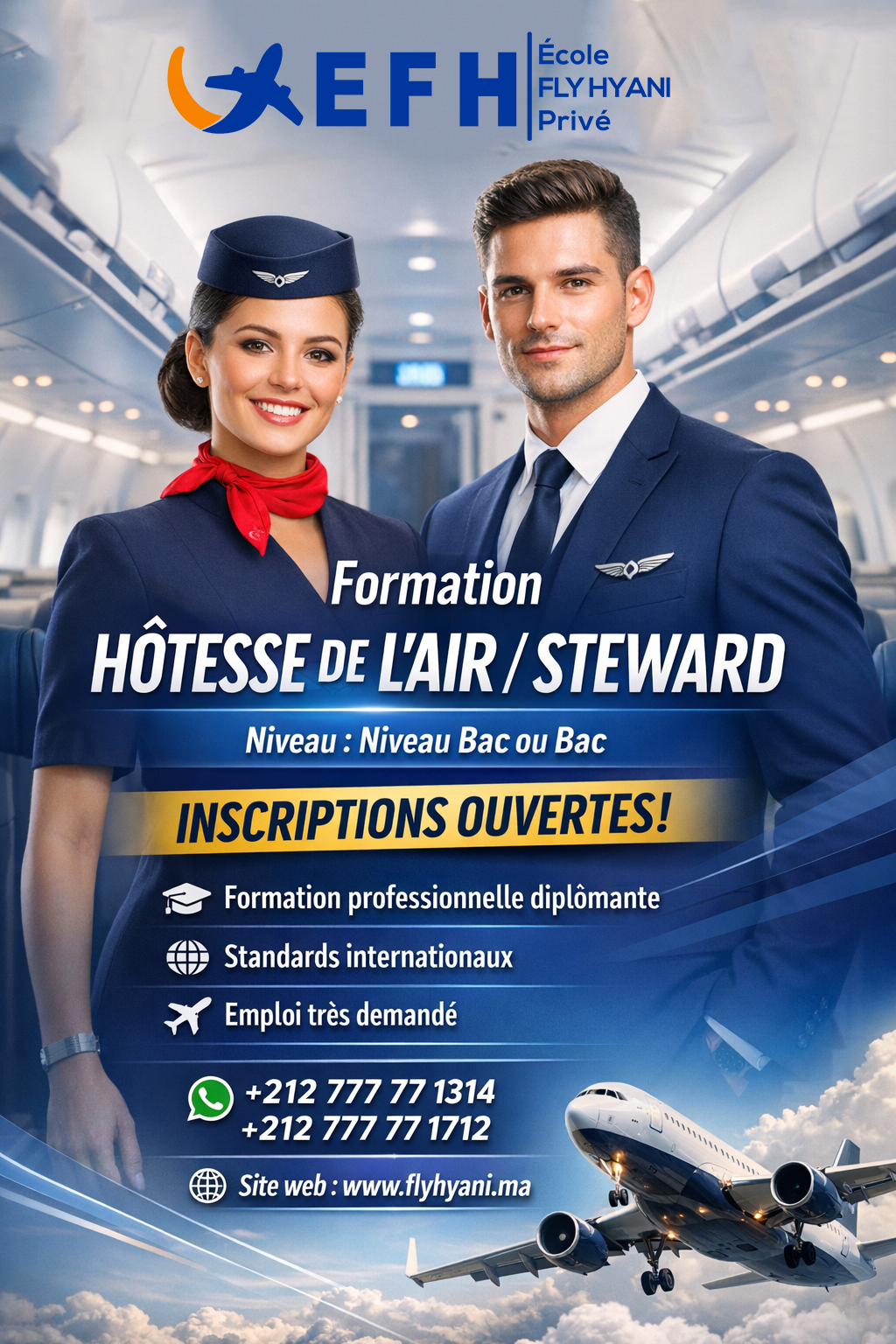 École des hôtesses de l'air et steward FLY HYANI Facebook ad