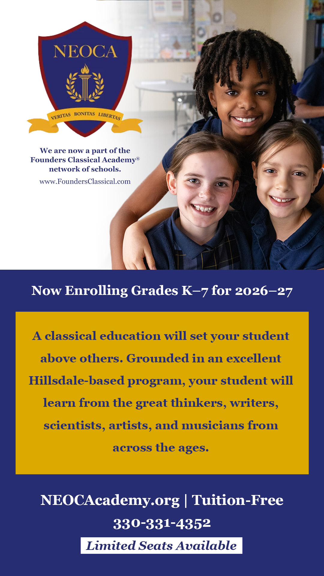 NEOClassicalAcademy Facebook ad from May 1, 2026