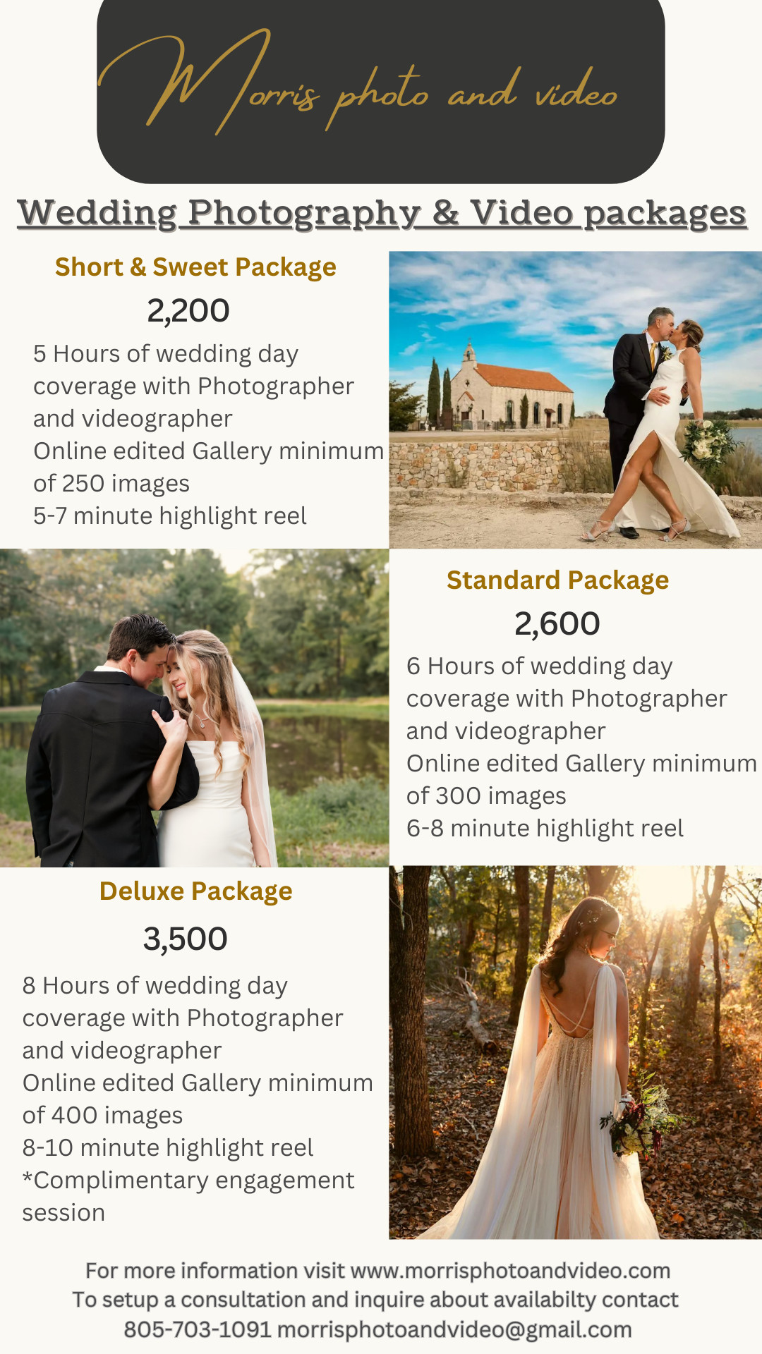 Morris photo and video Facebook ad: Wedding and event with Morris Photo and video!