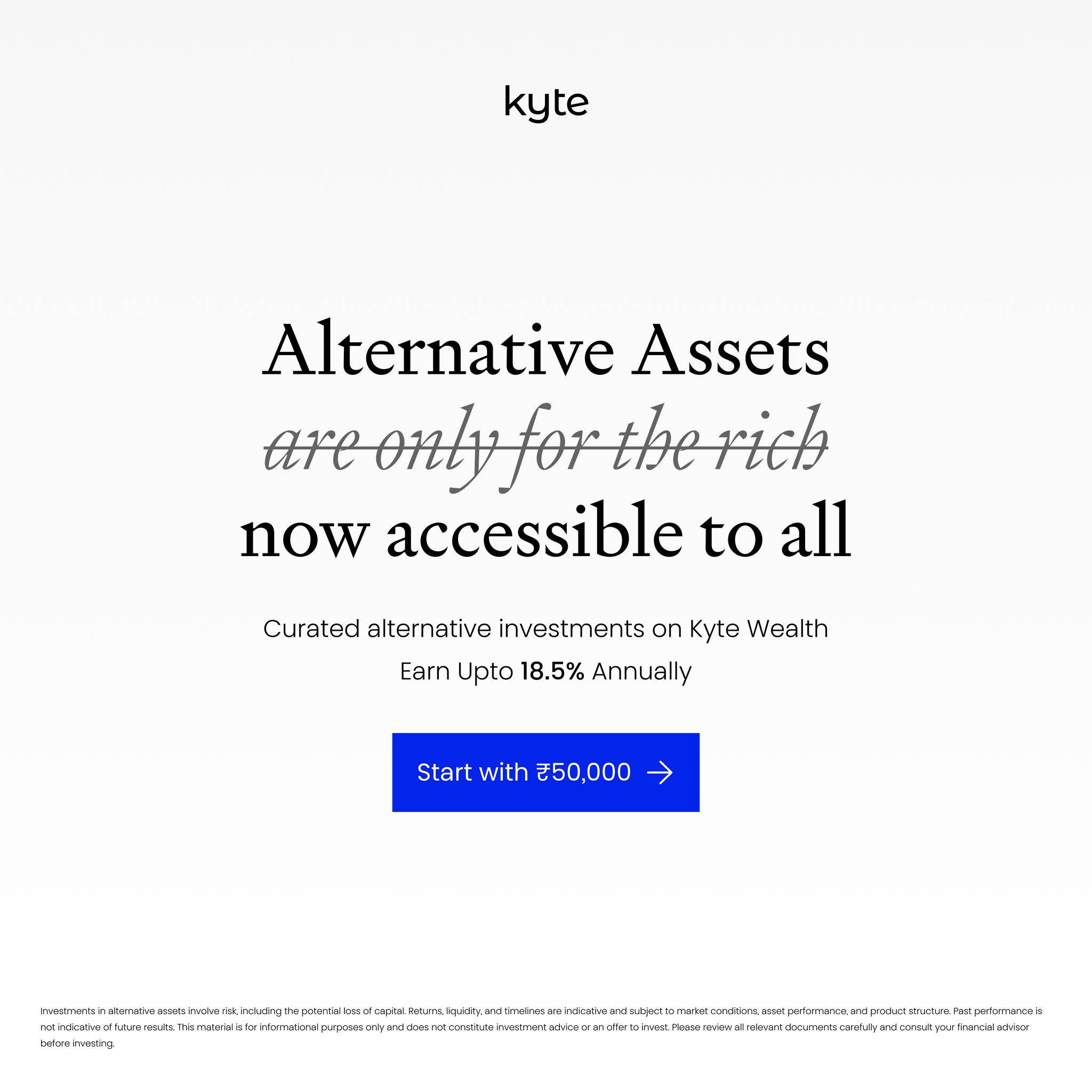 Kyte Money Facebook ad: Kyte | India's Leading Alternate Investment Platform