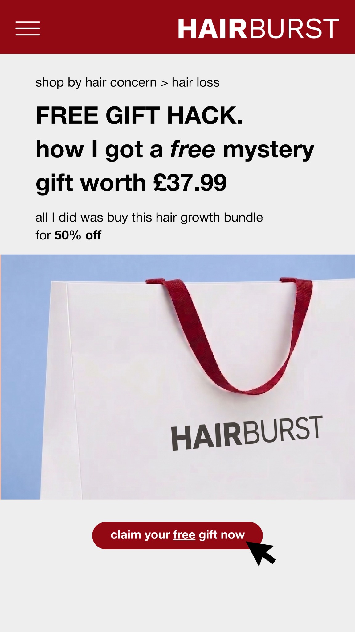 Hairburst Facebook ad