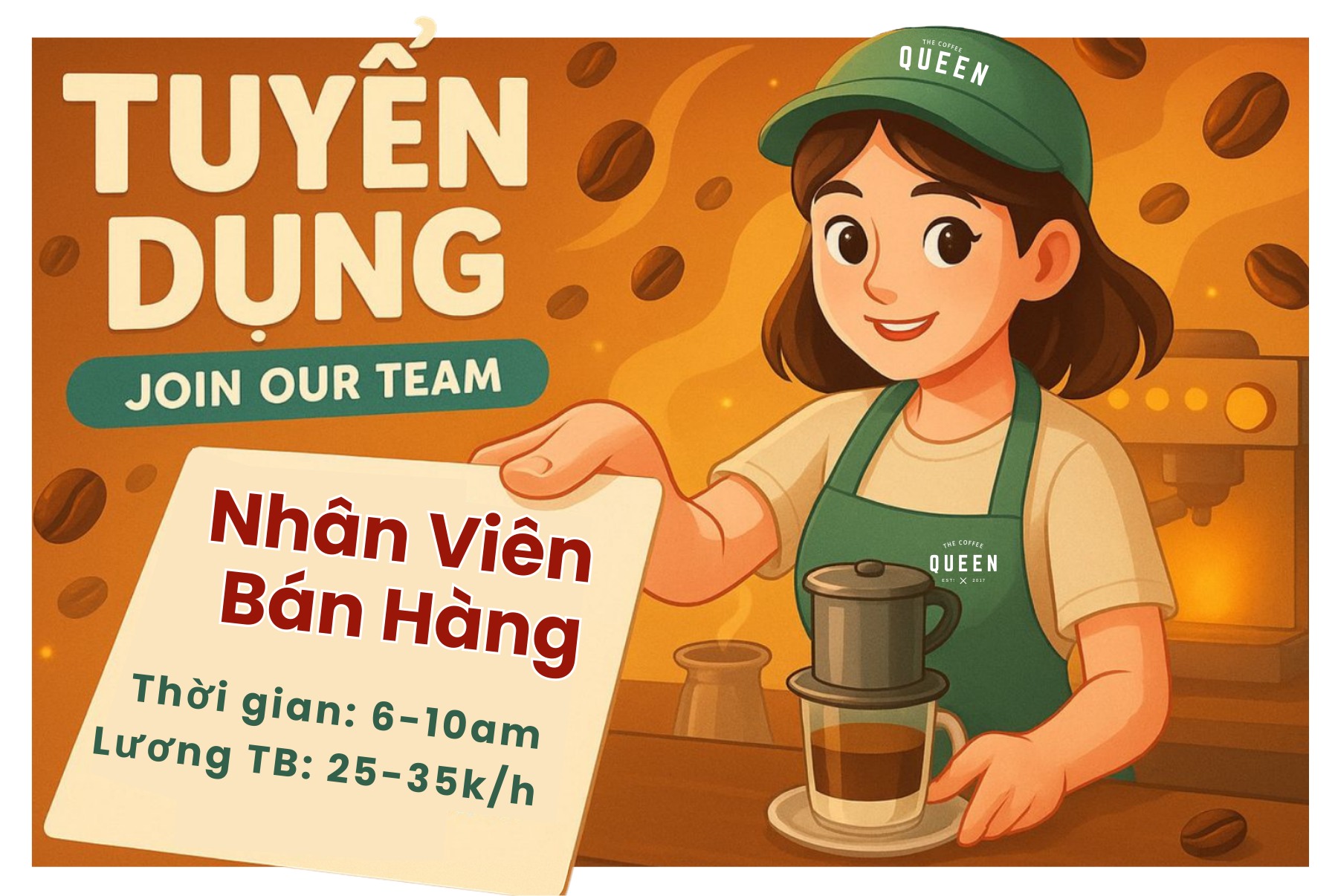 The Coffee Queen - Chuỗi Cafe Mỗi Sáng Facebook ad: 𝐐𝐔𝐄𝐄𝐍 - 𝐓𝐮𝐲𝐞̂̉𝐧 𝐧𝐡𝐚̂𝐧 𝐯𝐢𝐞̂𝐧 𝐩𝐡𝐚…