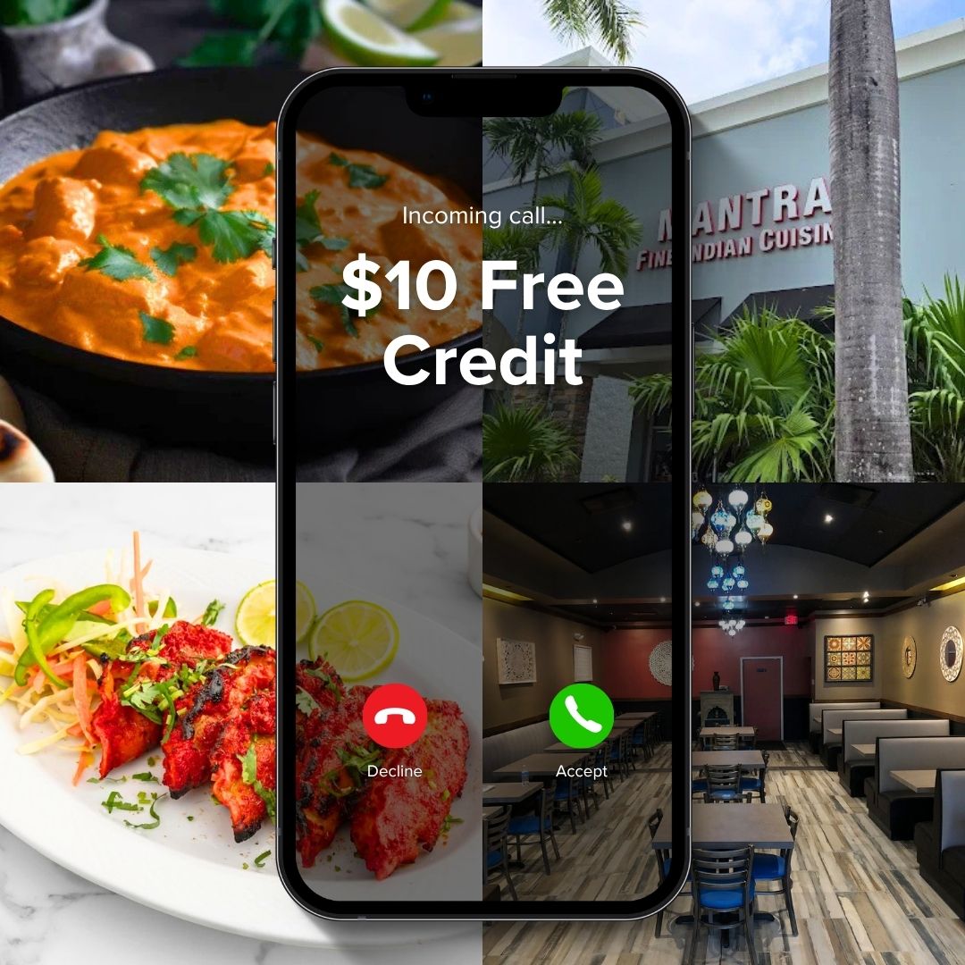 Mantra Indian Cuisine Facebook ad: Get $10 On Us This Week!