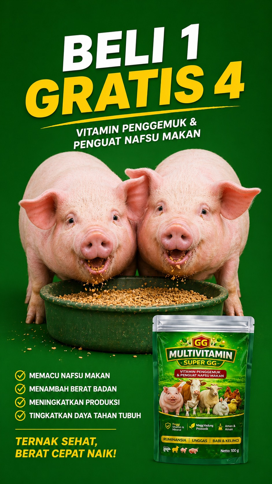 Ternak Vitamin Berkualitas Facebook ad: BELI 1 GRATIS 4 BUNGKUS