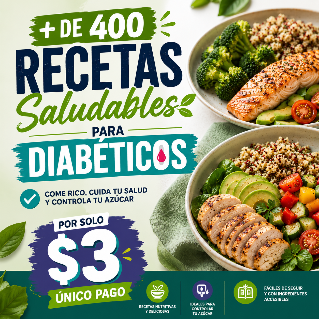La Tiendisa Digital Facebook ad: Recetario +400 opciones saludables
