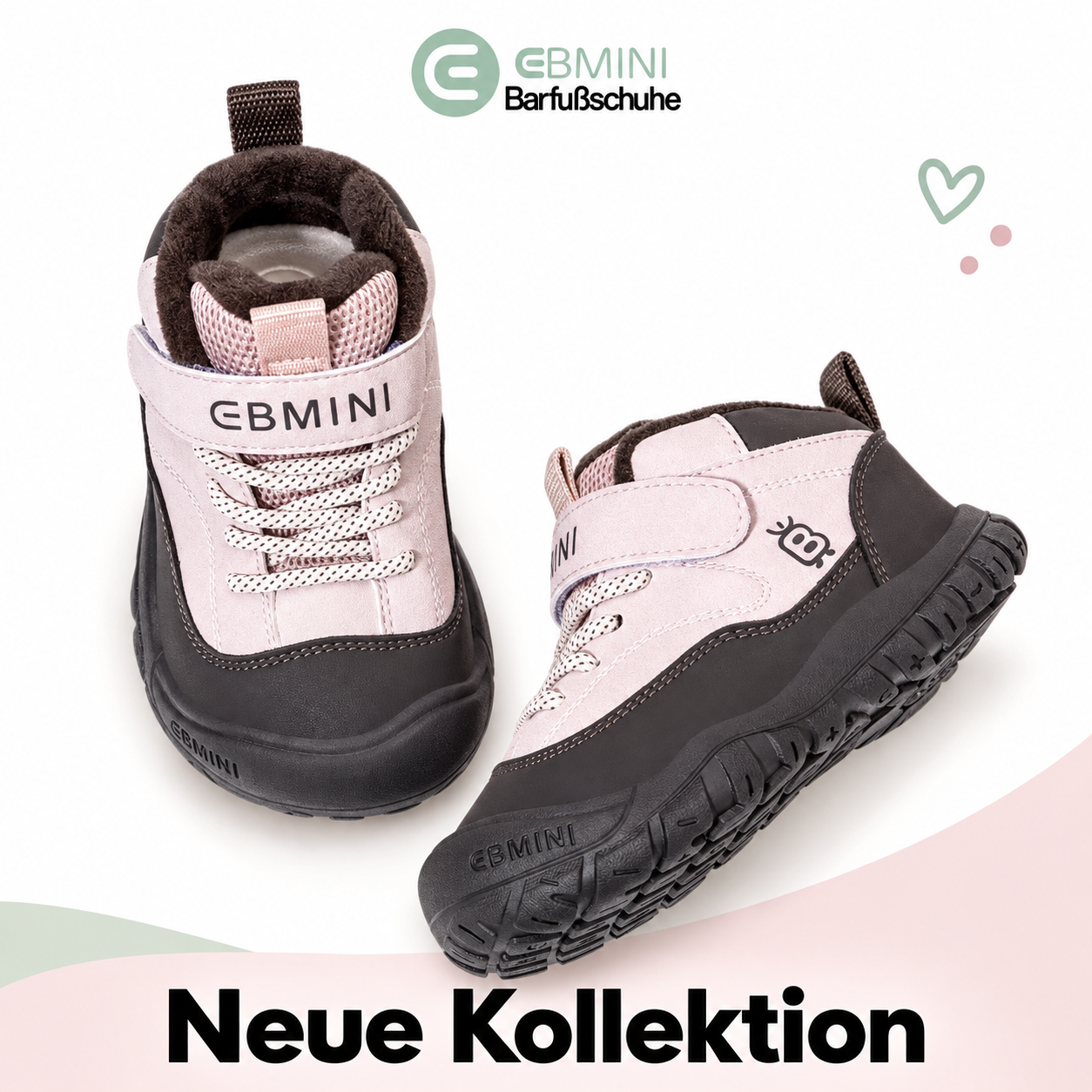 Ebmini - Kids Facebook ad: EBMINI Barfußchuhe, die Kindern Freiheit schenken.