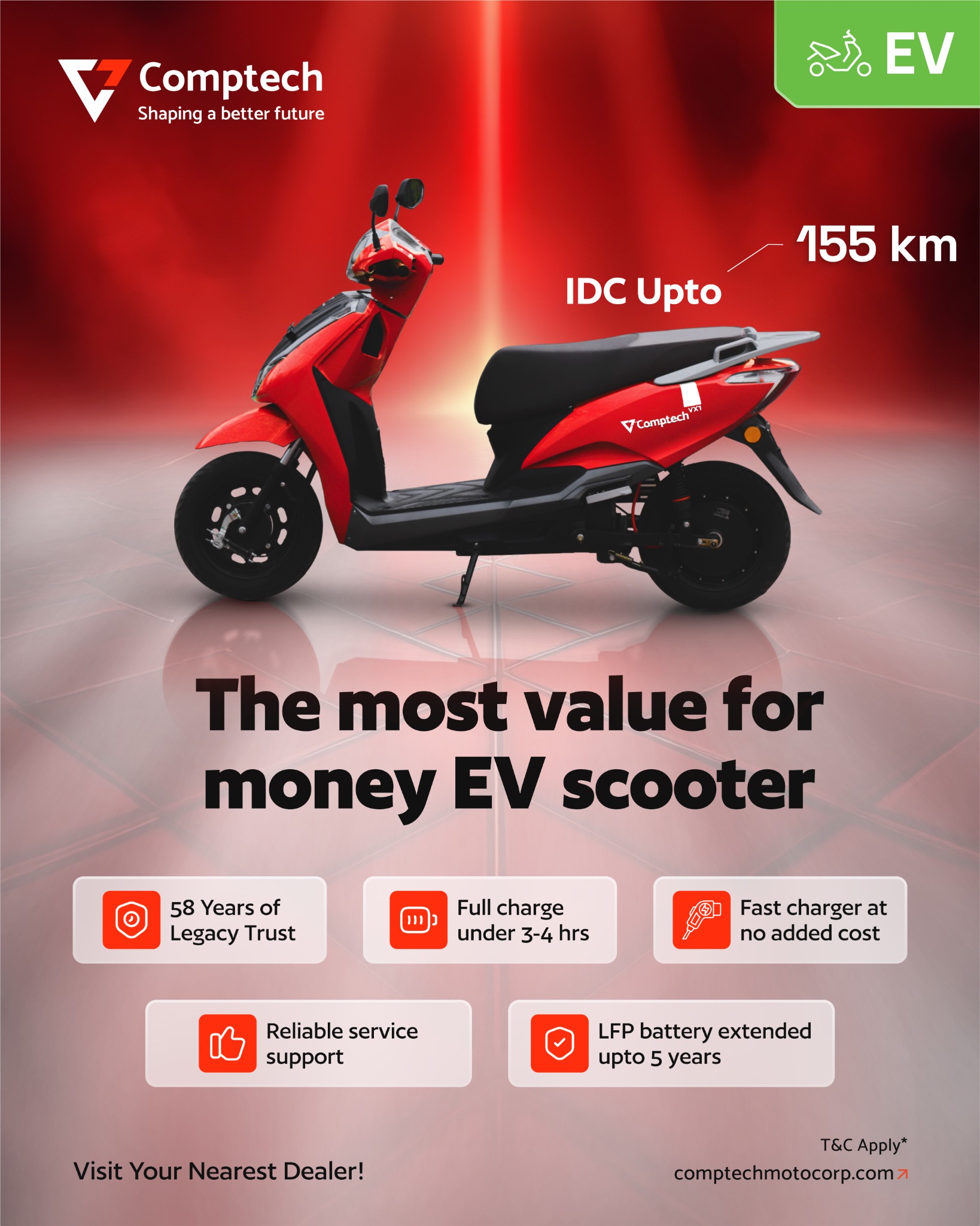 Comptech Motocorp Pvt. Ltd. Facebook ad: Comptech VX1, Smart Ride, Smart Savings