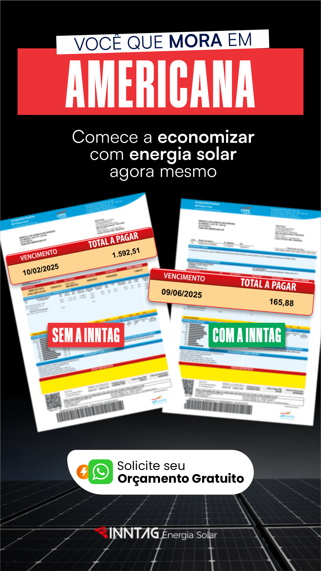 Inntag Energia Solar Facebook ad: Peça sua Simulação