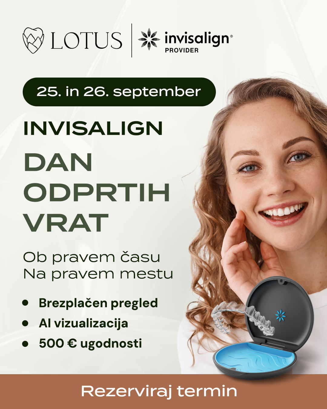 Lotus dentalni center Facebook ad: Prijavi se na Dan odprtih vrat za Invisalign